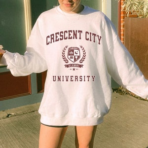 Crescent City University Sweatshirt Sarah J Maas Sweater Bookish Pullover Acotar Crewneck Velaris Apparel Bryce Merch ACOMAF SJM Fandom Gift image 4