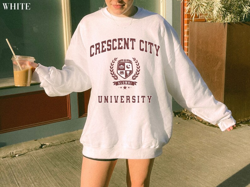 Crescent City University Sweatshirt Sarah J Maas Sweater Bookish Pullover Acotar Crewneck Velaris Apparel Bryce Merch ACOMAF SJM Fandom Gift image 4