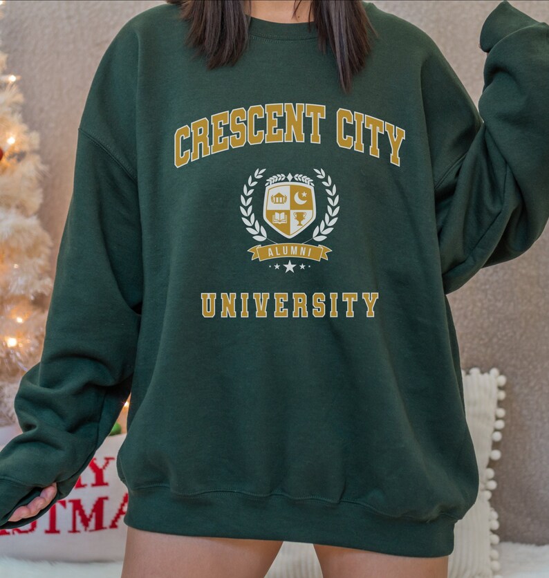 Crescent City University Sweatshirt Sarah J Maas Sweater Bookish Pullover Acotar Crewneck Velaris Apparel Bryce Merch ACOMAF SJM Fandom Gift image 6