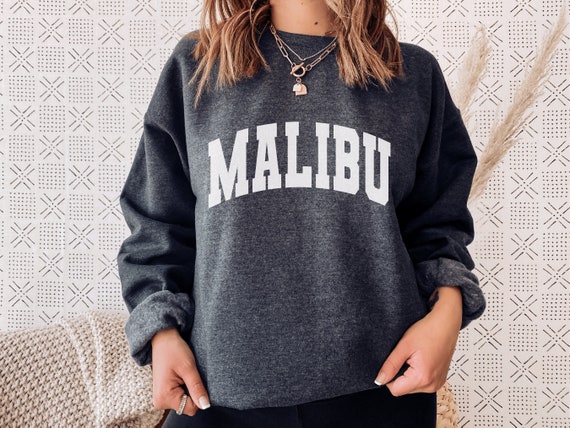 Malibu Sweatshirt Malibu Sweater Brandy Melville Inspired Malibu Crewneck  Trendy Malibu Varsity Shirt Aesthetic Malibu Pullover Top 