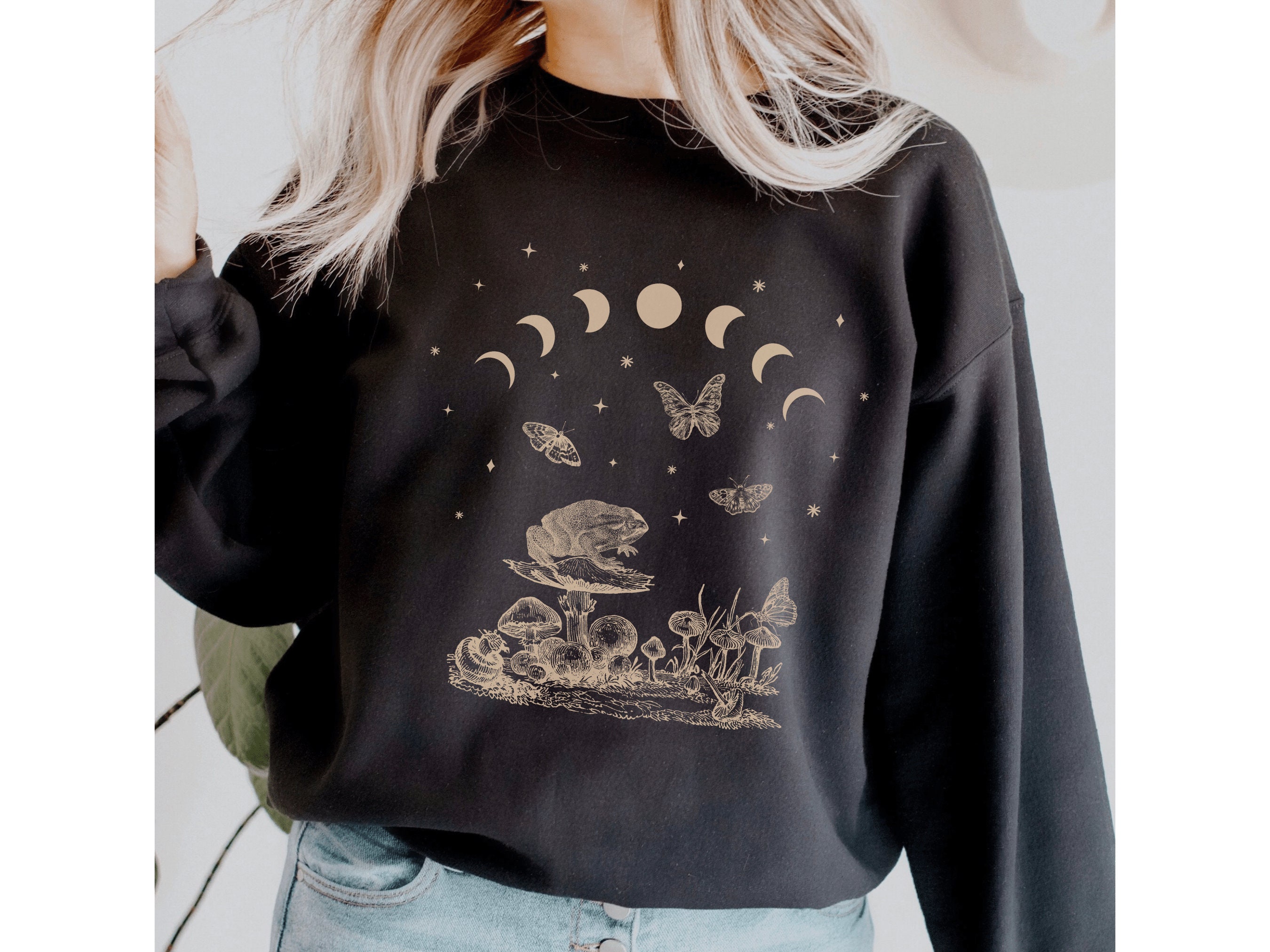 Cottagecore Frog Sweatshirt Mystical Mushroom Sweater | Etsy