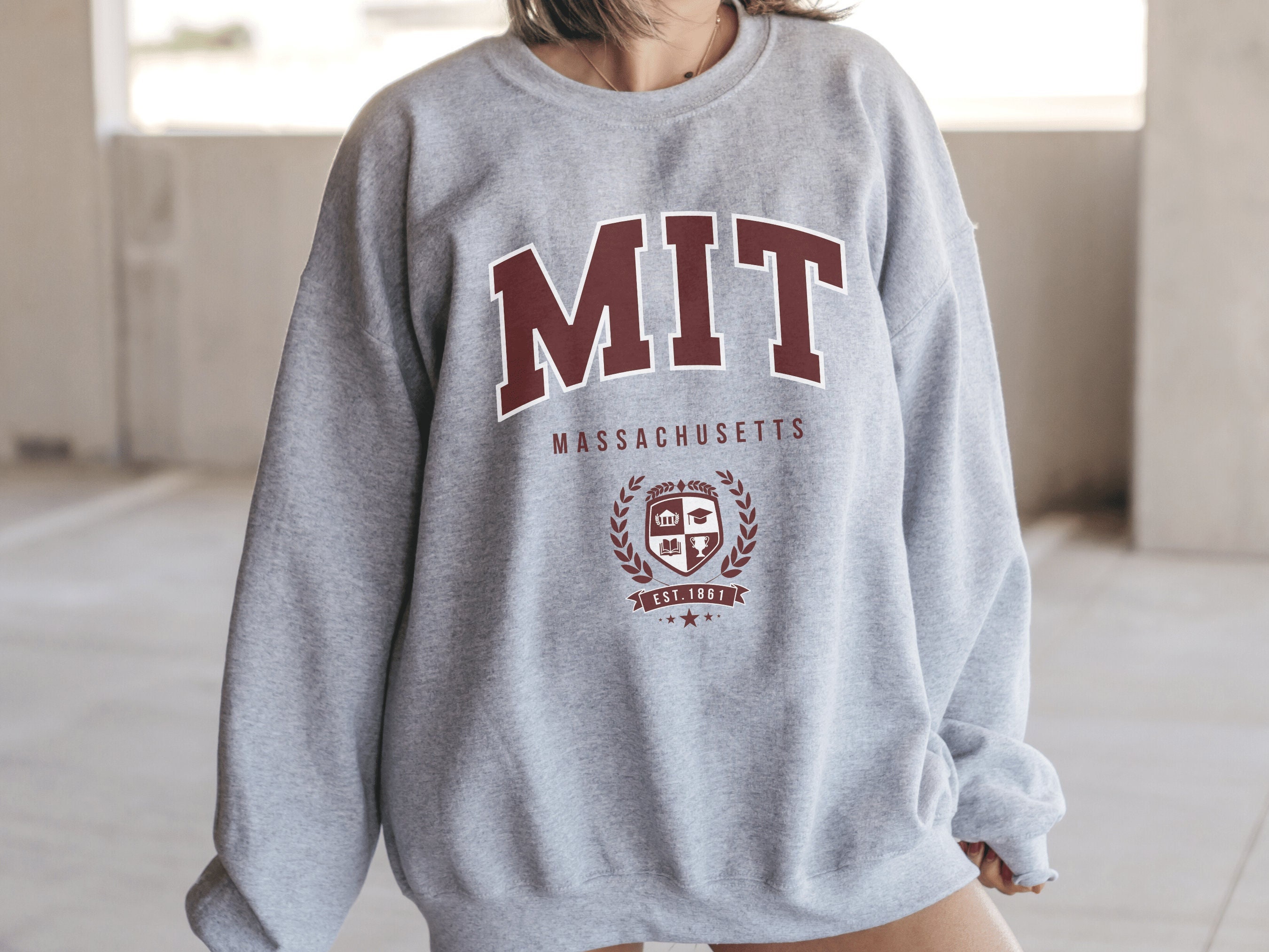 of Grad Etsy Vintage Pullover Denmark Institute Massachusetts Hoodie Sweatshirt Sweater College MIT - University Alumni MA Technology School Shirt Crewneck