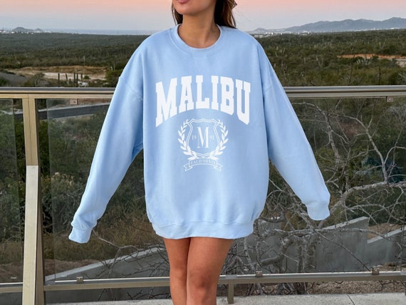 Varsity Oversized Hooded Sweatshirt in Baby Blue