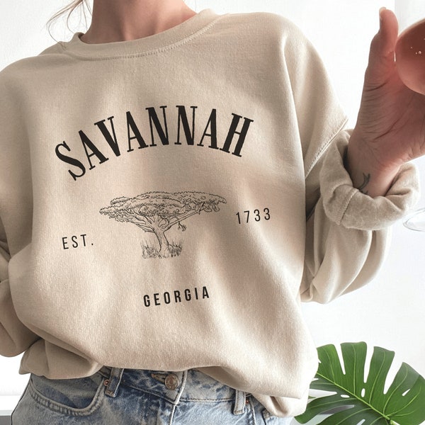 Savannah Sweatshirt, Savannah Sweater, Georgia Pullover, Vintage GA Hoodie, Unisex State Shirt, Women Long Sleeve, Crewneck Jumper Gift