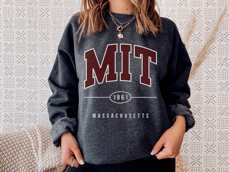 MIT Sweatshirt, MIT Sweater, Institute of Technology, University Hoodie, Massachusetts Shirt, College Grad Pullover, Unisex School Crewneck image 1