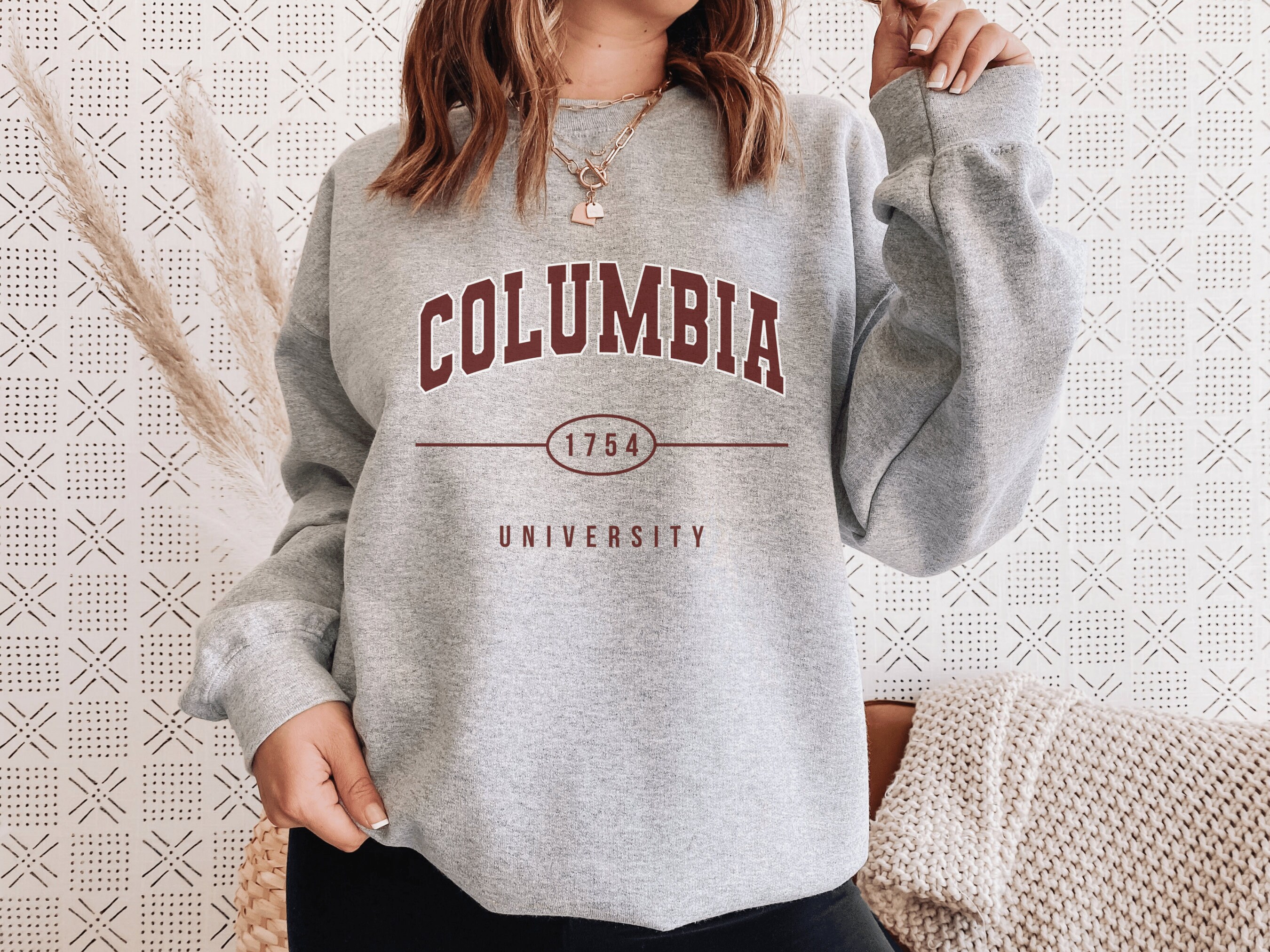 Columbia University Embroidered College Crewneck Sweatshirt - Trends Bedding