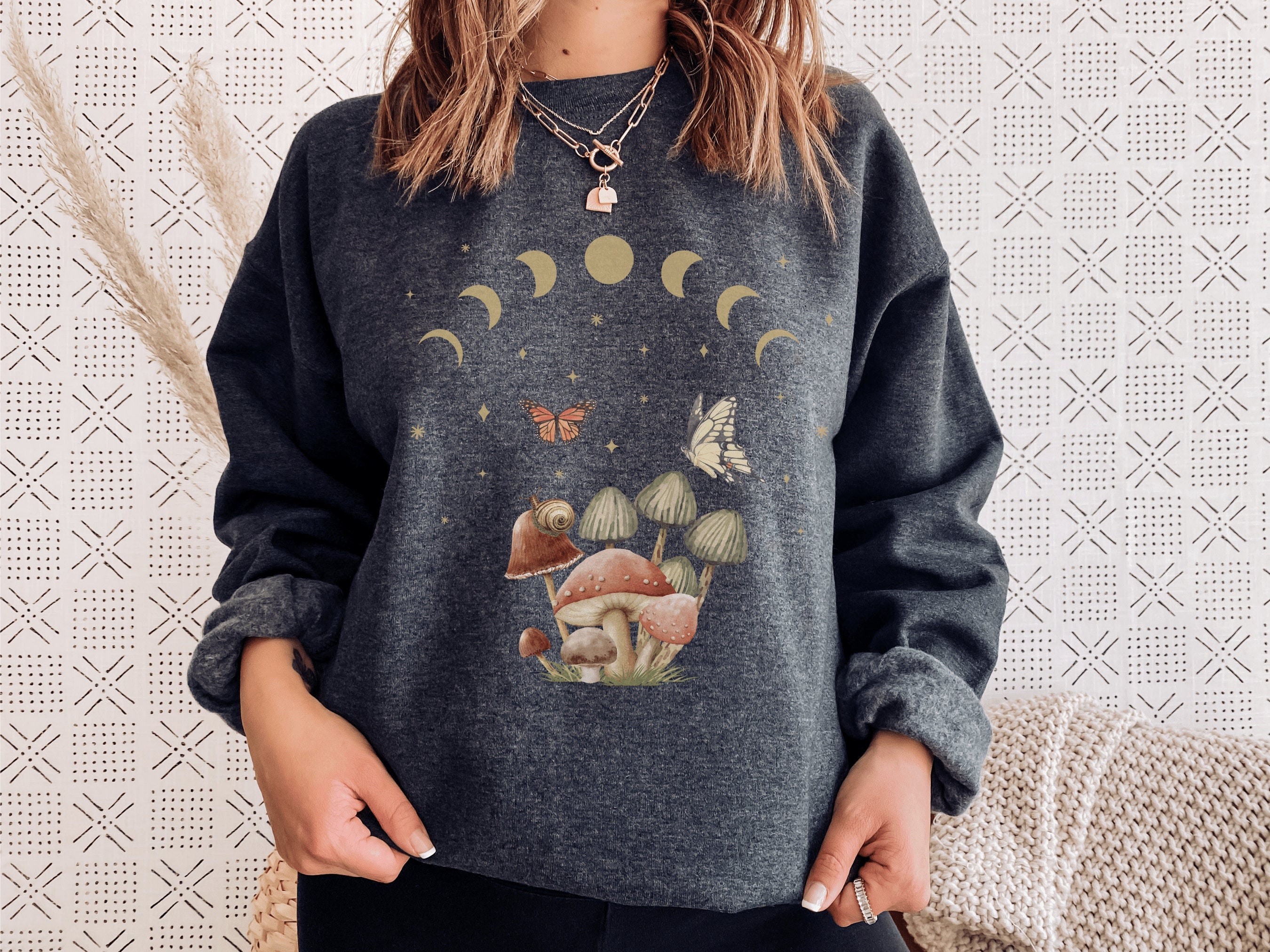 Cottagecore Sweatshirt Mystical Mushroom Sweater Butterfly - Etsy