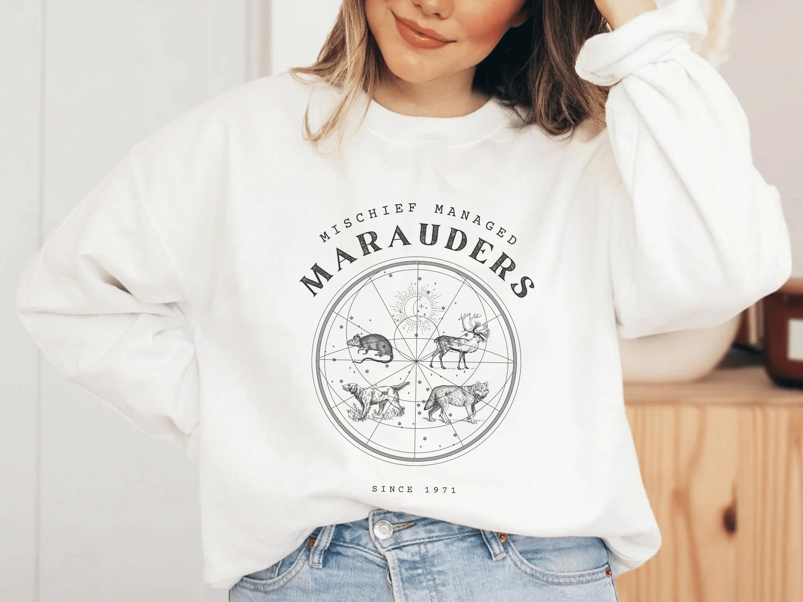 Discover Marauders Sweatshirt Bookish Pullover Remus Lupin Wolfstar Sweater All the Young Dudes ATYD James Potter Sirius Crewneck Moony Hoodie Wizard Sweatshirt