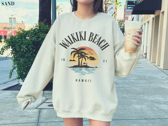 Waikiki Sweatshirt Beach Sweater Hawaii Pullover Retro Sunset