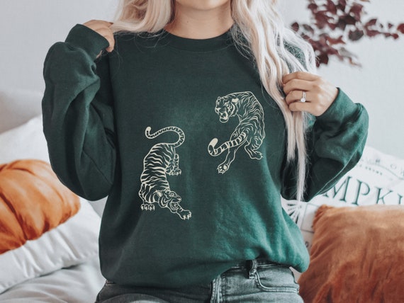 Tiger Sweatshirt Boho Tiger Sweater - Etsy