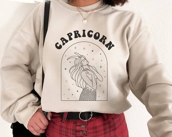 Capricorn Sweatshirt, Capricorn Sweater, Zodiac Sign Crewneck, Astrology Pullover Jumper, Horoscope Shirt, Capricorn Gift, January Birthday