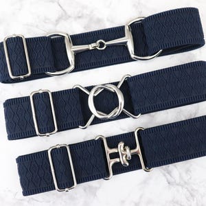 1.5 inch Navy diamond elastic equestrian belt