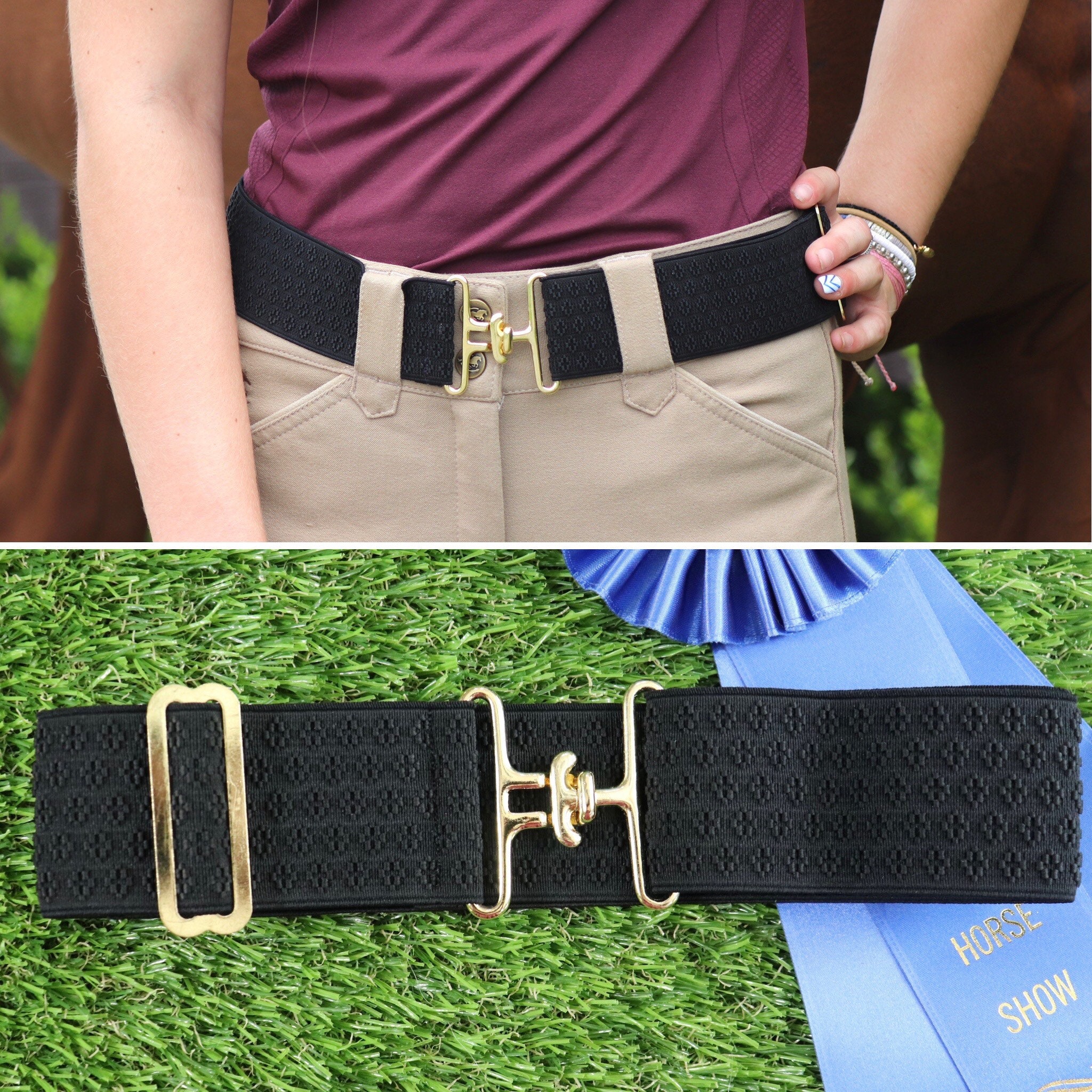 2 inch elastic equestrian belt / Black pattern Etsy