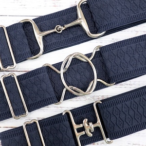 2 inch Navy diamond Elastic equestrian belt