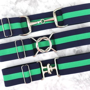 1.5 inch Navy Green elastic equestrian belt