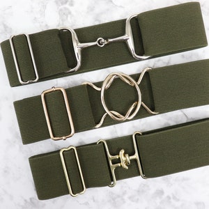 2 inch green elastic equestrian belt