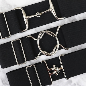 2 inch plain black elastic equestrian belt