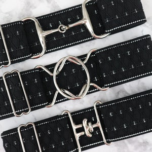 2 inch black and silver elastic equestrian belt