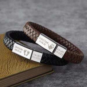 Daddy Of An Angel, Baby Loss Gift For Dad, Fathers Day Gift For Husband, Personalized Leather Bracelet, Stillborn Memorial Gift,Gift For Him bild 4