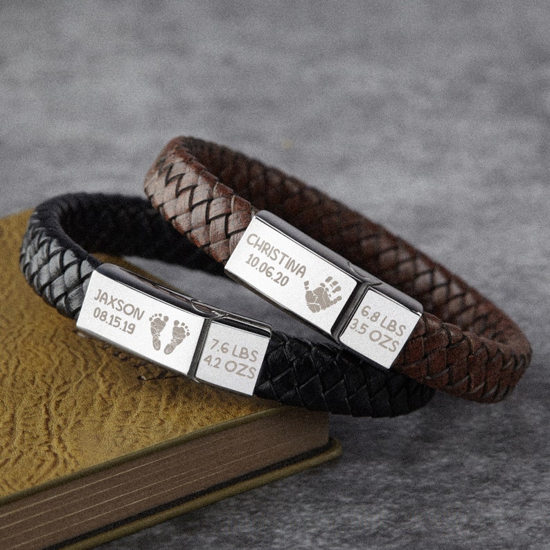 Daddy Of An Angel, Baby Loss Gift For Dad, Fathers Day Gift For Husband, Personalized Leather Bracelet, Stillborn Memorial Gift,Gift For Him bild 4