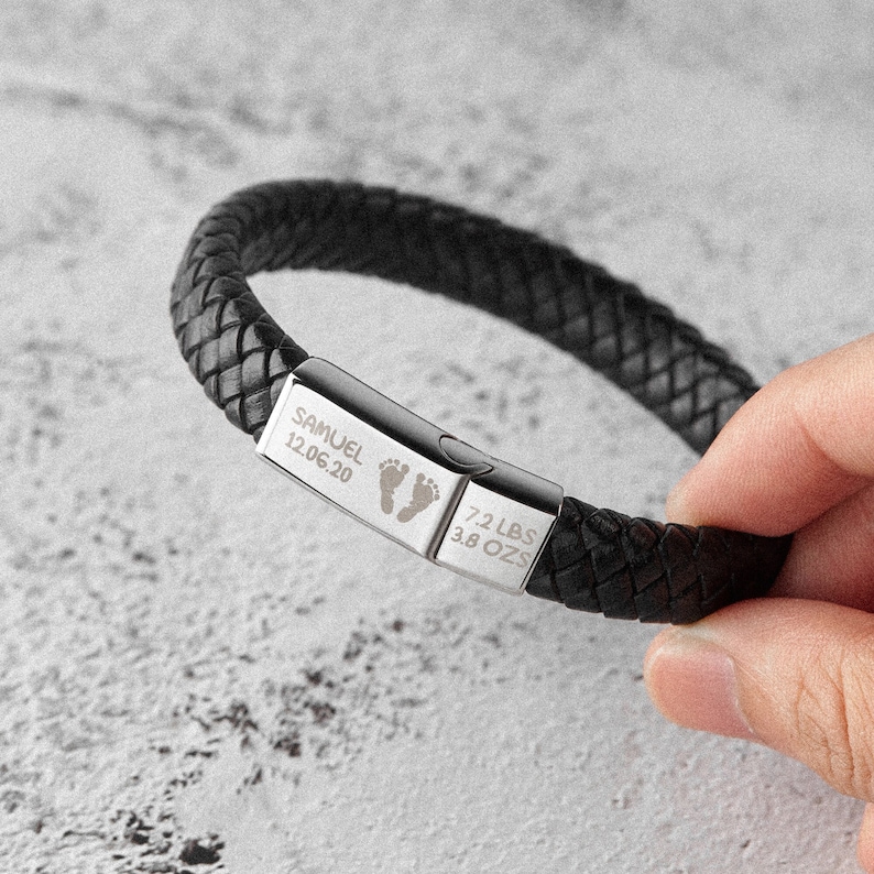 Daddy Of An Angel, Baby Loss Gift For Dad, Fathers Day Gift For Husband, Personalized Leather Bracelet, Stillborn Memorial Gift,Gift For Him bild 1