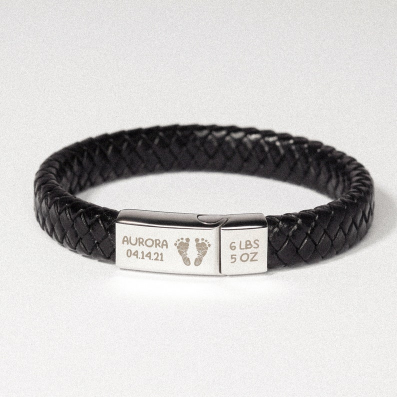 Daddy Of An Angel, Baby Loss Gift For Dad, Fathers Day Gift For Husband, Personalized Leather Bracelet, Stillborn Memorial Gift,Gift For Him bild 6