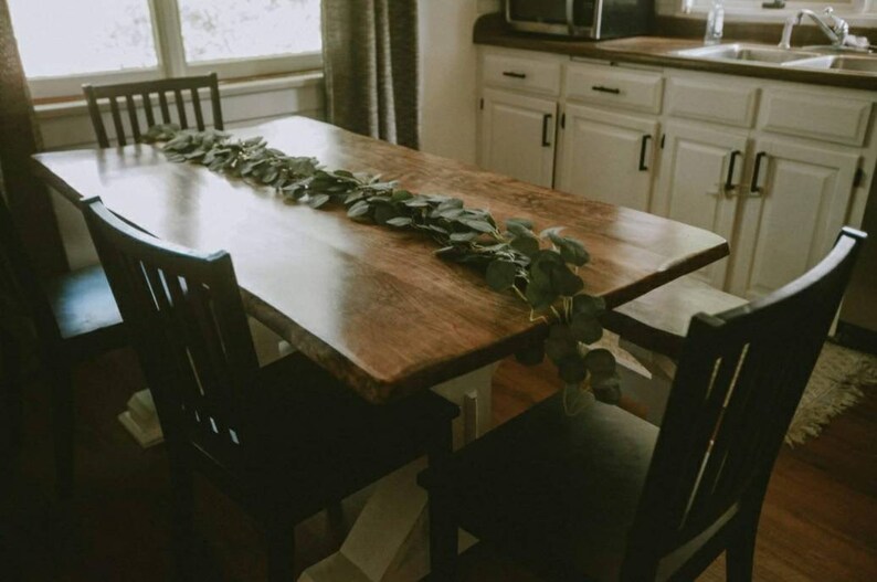 Live Edge Farmhouse Table With a Trestle Base Etsy