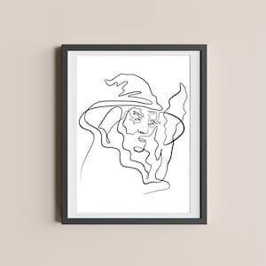 Line Art Print | GANDALF | Modern & Minimalist Home Wall decor | Movie Art | Office Living Room Bedroom Poster | Gift for him + her