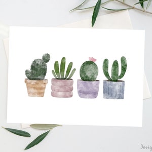Cactus Plant Greeting Card, Printable Greeting Card, Botanical Greeting Card | Digital Download