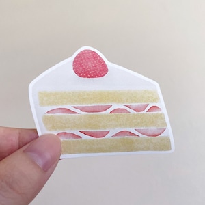 Strawberry Cake Sticker, Watercolor Style Cake Sticker, Bakery Sticker, Matte Vinyl Sticker image 1