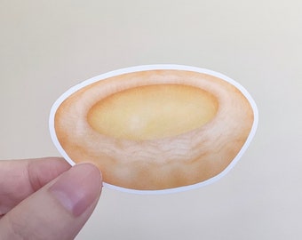 Egg Tart Sticker, Asian Food Sticker, Watercolor Style Cute Stickers, Matte Vinyl Sticker