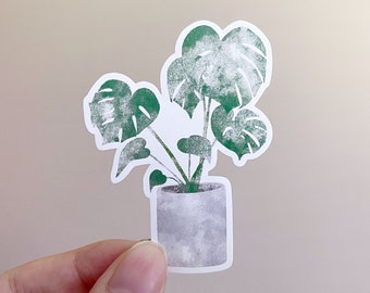 Monstera Plant Sticker, Botanical Sticker, Watercolor Style Cute Stickers, Matte Vinyl Sticker