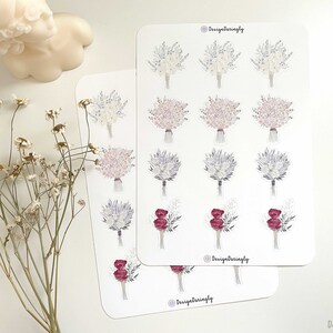 Flower Bouquet Sticker Sheet, Planner Sticker Sheet, Cute Sticker Sheet, Planner Stickers, Scrapbook Stickers, Journal Stickers