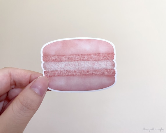 Strawberry French Macarons Sticker, Watercolor Style Macarons, Cute food sticker, Matte Vinyl sticker