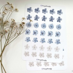 Small Blue Flower Sticker Sheet, Planner Sticker Sheet, Cute Sticker Sheet, Planner Stickers, Scrapbook Stickers, Journal Stickers