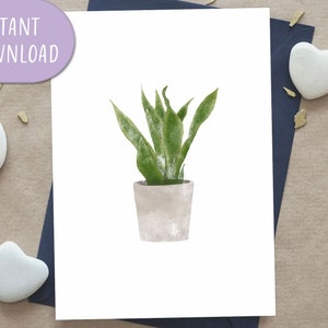 Tarjeta de felicitación de planta de serpiente, tarjeta de felicitación imprimible, tarjeta de felicitación botánica / descarga digital