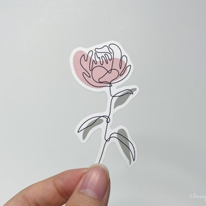 Peony Line Art Sticker, Abstract Peony Flower Sticker, Minimalistic Cute Stickers, Floral Planner Sticker