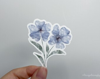 Blue Watercolor Flower Sticker, Cute Floral Stickers, Floral Planner Sticker, Scrapbooking Sticker, Matte Sticker