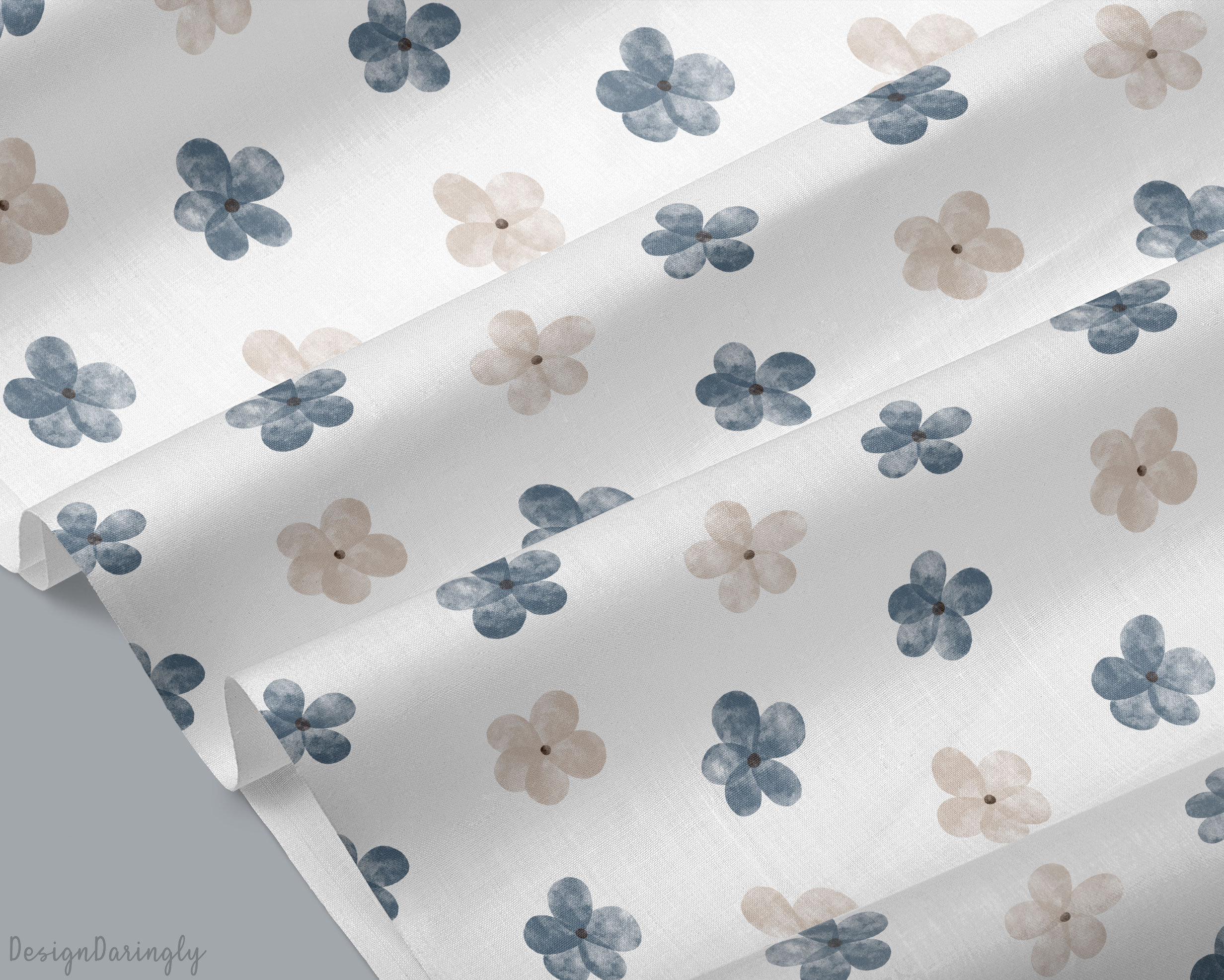 Blue Floral Digital Paper, Blue Flower Seamless Pattern for Fabric ...