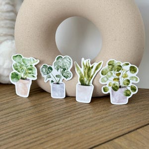 Potted Plant Stickers Set, Monstera Pilea Snake Plant Rubber Plant Sticker, Minimalistic Cute Stickers, Planner Sticker, Scrapbook Sticker