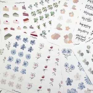Lot de 10 feuilles d'autocollants, ensemble de feuilles d'autocollants pour agenda, conception d'autocollants minimalistes abstraits de couleur pastel, feuilles d'autocollants pour scrapbooking