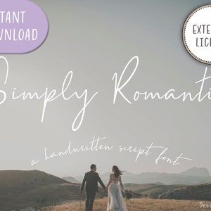 Simply Romantic Script Font, cursive font, hand lettered font, handwritten font download | Extended License