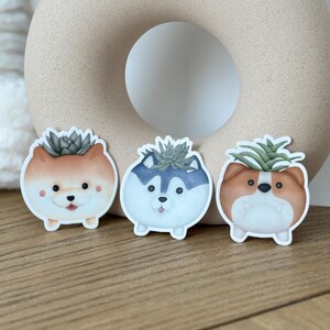 Ensemble d'autocollants pour jardinière succulente, autocollant pour jardinière chien, autocollant pour jardinière chien mignon, autocollants amoureux des chiens amoureux des plantes, autocollant agenda pour scrapbooking