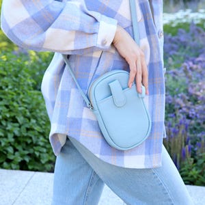 Crossbody leather  bag, leather bag, handmade leather bag, handbag, woman leather bag, light blue leather bag