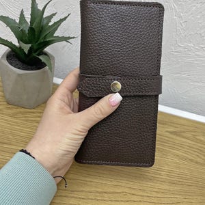 Cartera de cuero, cartera de cuero hecha a mano, cartera, cartera de chocolate