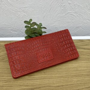 Cartera de cuero, cartera de cuero hecha a mano, cartera, cartera roja, cartera