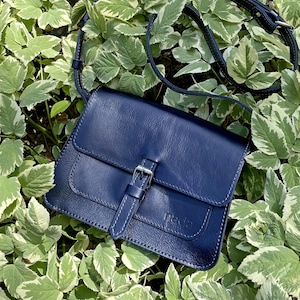 Leather bag, handmade leather bag, handbag, woman leather bag, crossbody bag, blue leather bag