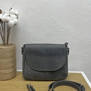 Leather bag, handmade leather bag, handbag, woman leather bag, crossbody bag,  gray leather bag