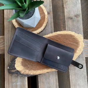 Cartera de cuero, cartera de cuero hecha a mano, billetera, billetera marrón