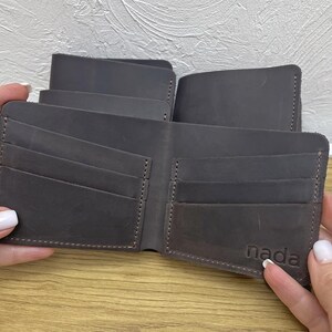 Cartera de cuero, cartera de cuero hecha a mano, billetera, billetera marrón